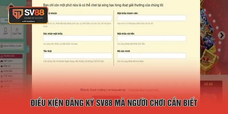 Điều kiện đăng ký SV88 mà người chơi cần biết